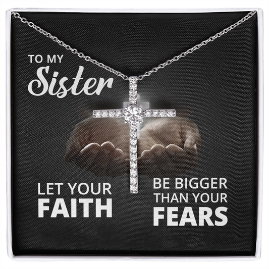 Sister Faith Cross Necklace, Scripture Encouragement Jewelry Gift, Motivation
