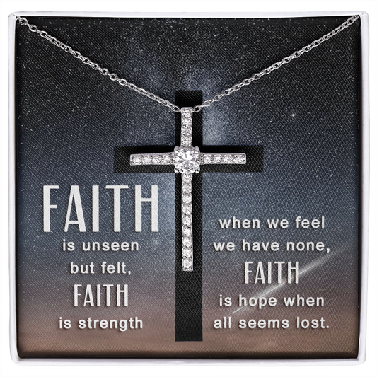 Faith is unseen but felt, Cross Necklace, Faith can move mountains Cross Necklace, Scripture Encouragement Jewelry Gift, Bible Verse
