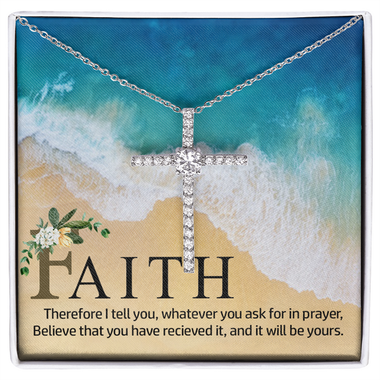 Faith Cross Necklace, Scripture Encouragement Jewelry Gift, Motivation