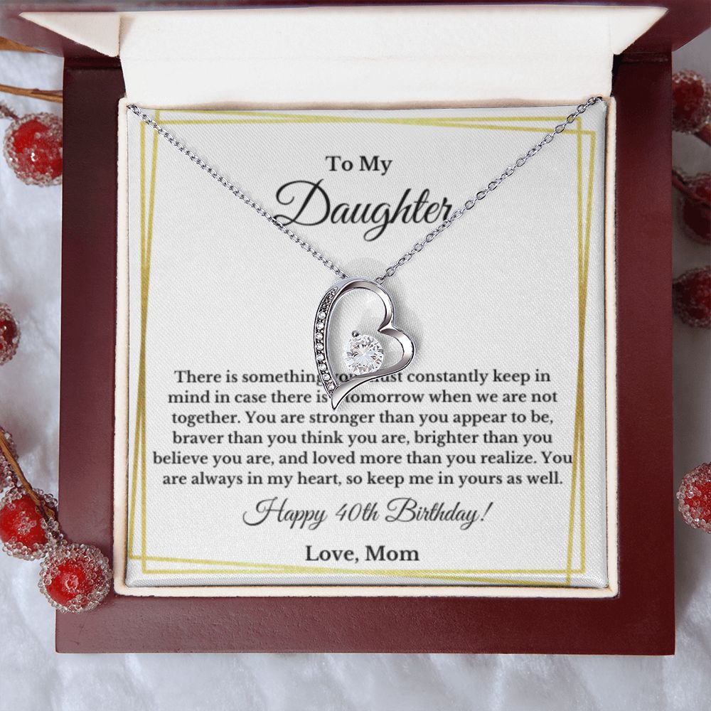 Daughter's 40th Birthday Necklace Gift With Message Card, To My Daughter 40th Birthday Gift, Daughters 40th Birthday, 40th Birthday From Mom