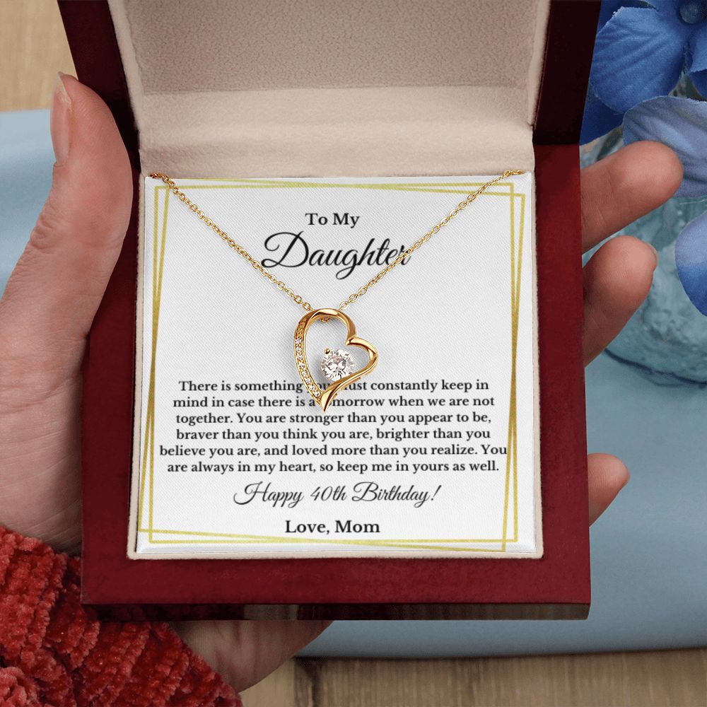 Daughter's 40th Birthday Necklace Gift With Message Card, To My Daughter 40th Birthday Gift, Daughters 40th Birthday, 40th Birthday From Mom