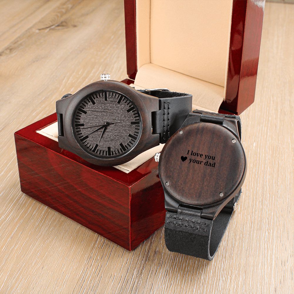 Engraved Wooden Watch, To My Dad Jewelry, Personalized Jewelry Watch, For Father, From Daughter, From Son