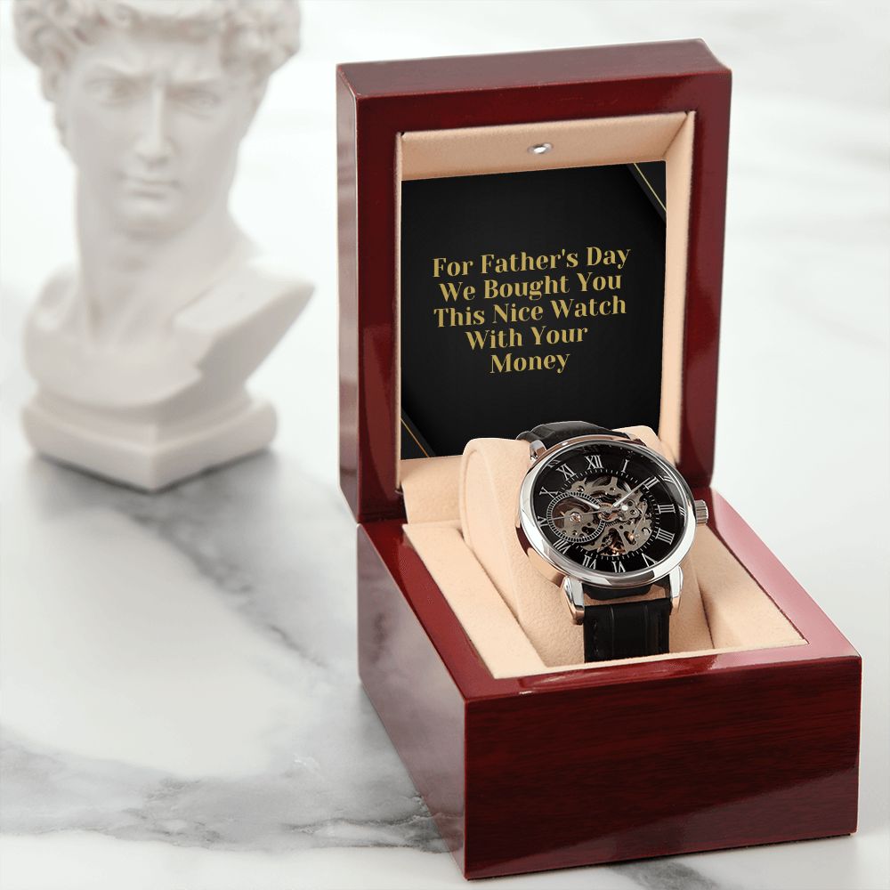 Funny Father Watch, Fathers Day Gift For Dad, Gift From Daughter, From Son, Message Card Watch, Openwork Watch, To My Dad Gift, Wrist Watch Gift