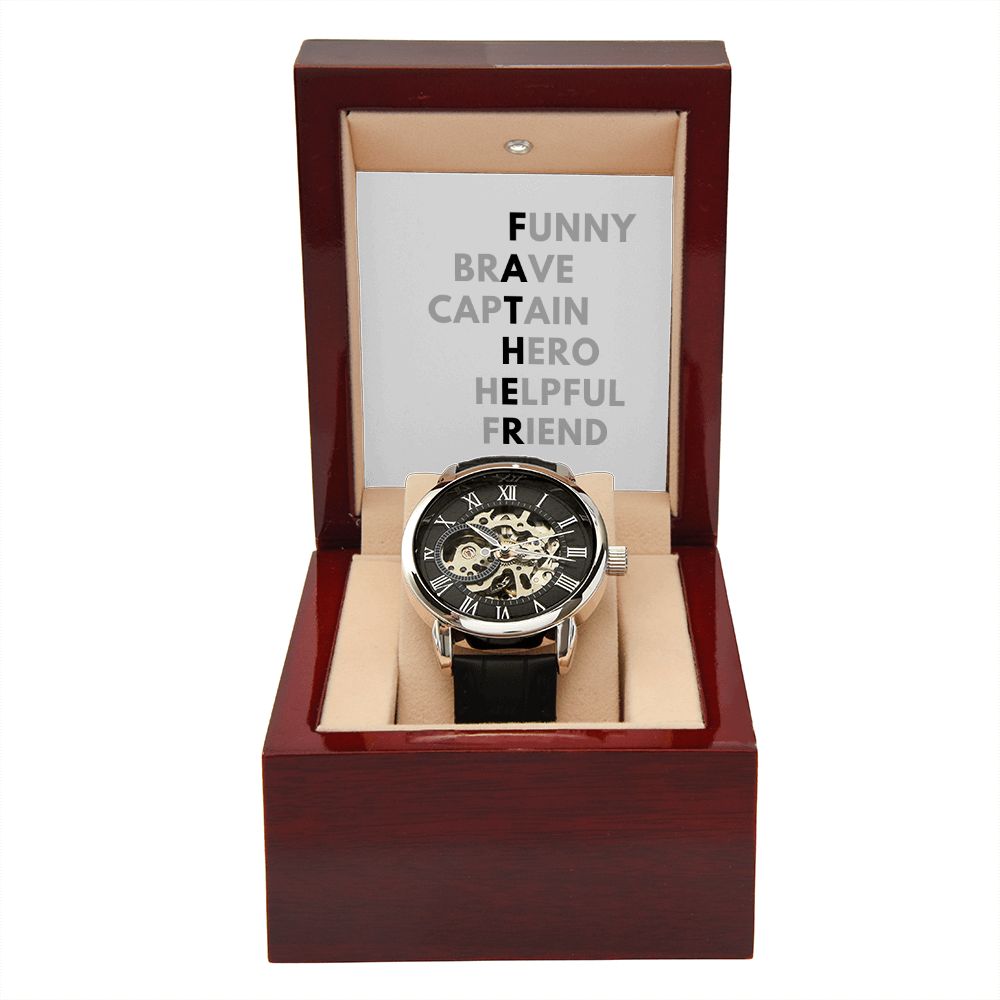 Luxury Father Watch, Christmas Gift For Dad, Gift From Daughter, From Son, Message Card Watch, Openwork Watch, To My Dad Gift, Wrist Watch Gift