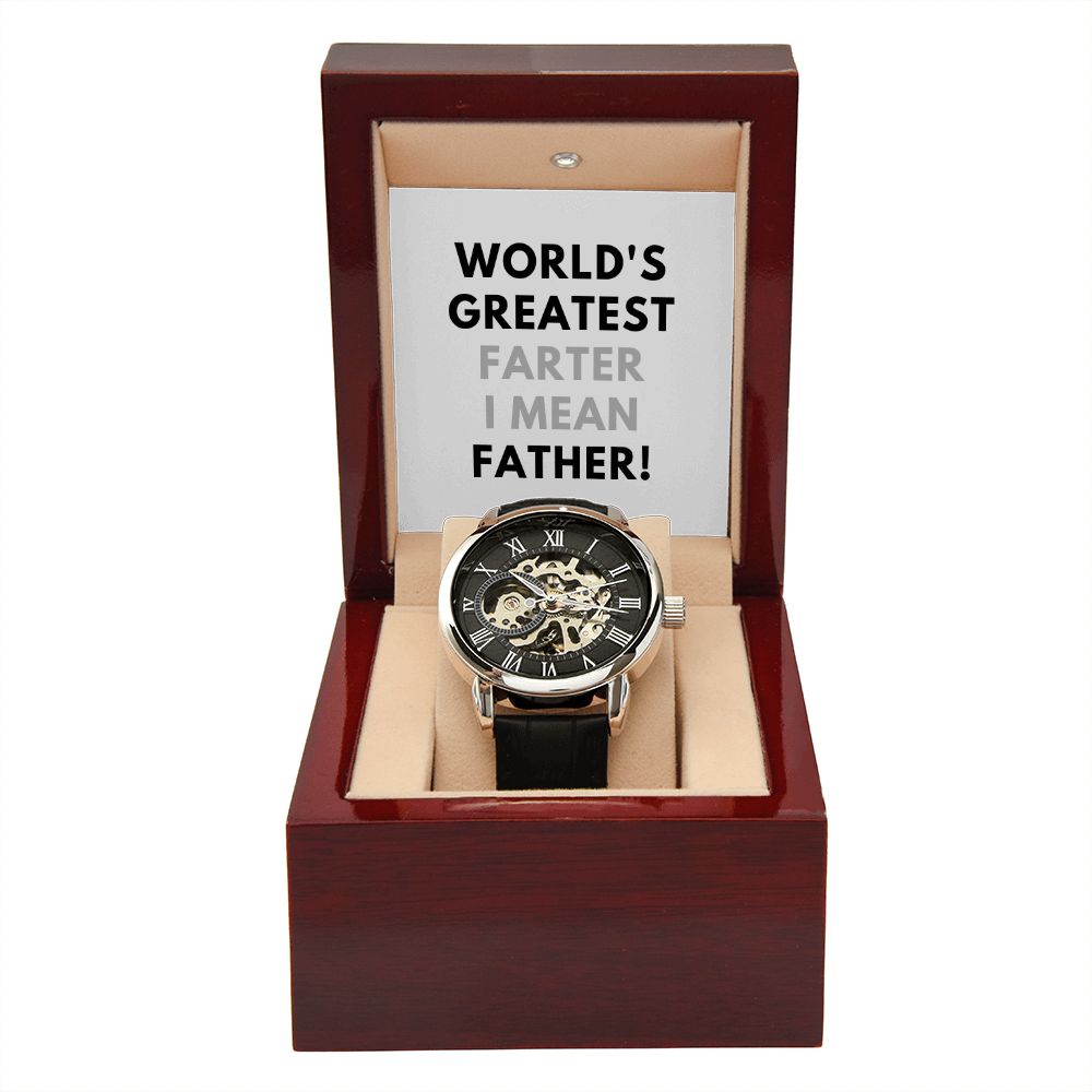 Funny Father's Day Watch, Christmas Gift For Dad, Gift From Daughter, From Son, Message Card Watch, Openwork Watch, To My Dad Gift, Wrist Watch Gift