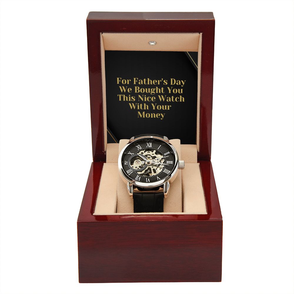 Funny Father Watch, Fathers Day Gift For Dad, Gift From Daughter, From Son, Message Card Watch, Openwork Watch, To My Dad Gift, Wrist Watch Gift