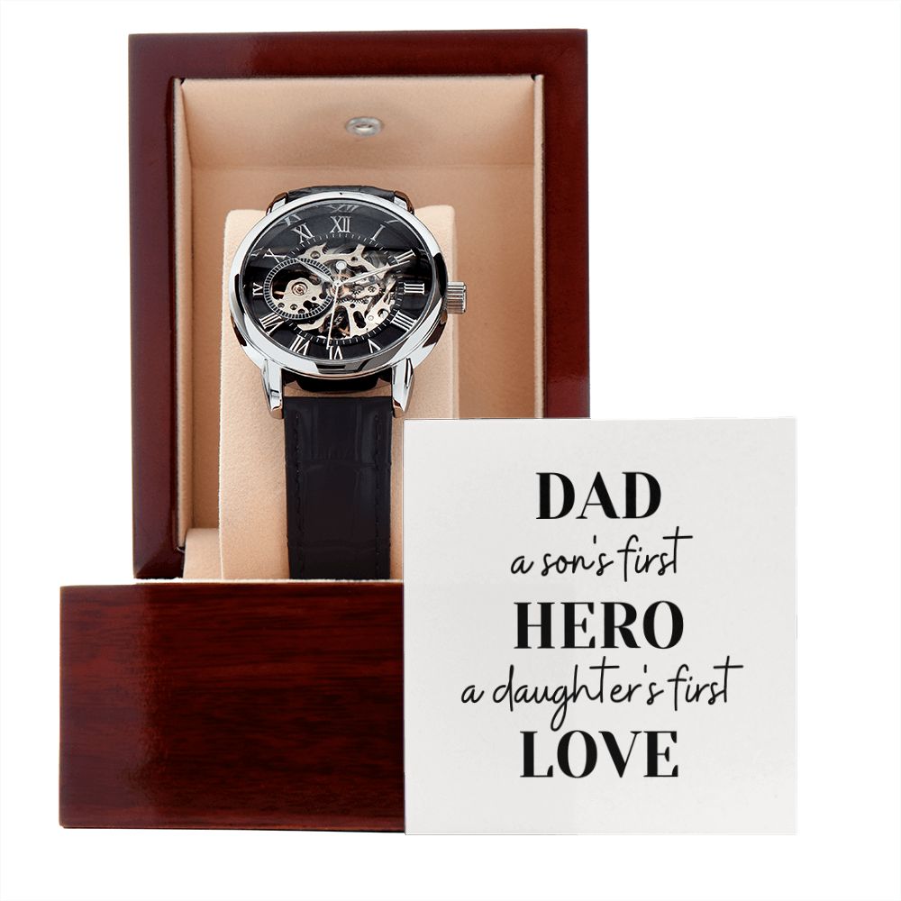 Father's Day Watch, Christmas Gift For Dad, Gift From Daughter, From Son, Message Card Watch, Openwork Watch, To My Dad Gift, Wrist Watch Gift