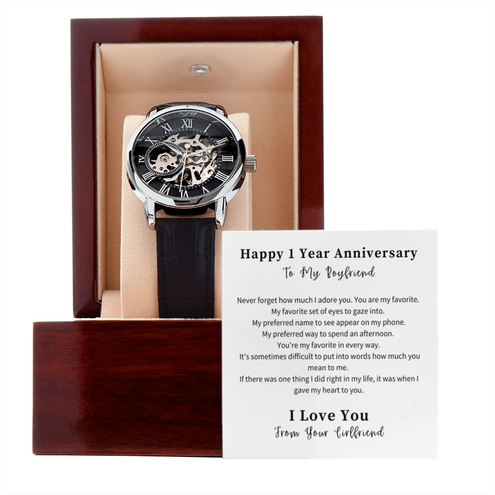Openwork Watch Gift For Him, Christmas Gift, Luxury Watch, Personalized Message Gift