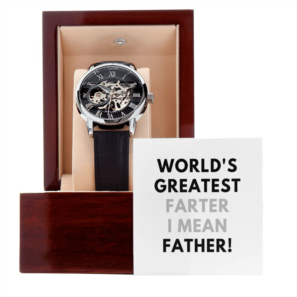 Funny Father's Day Watch, Christmas Gift For Dad, Gift From Daughter, From Son, Message Card Watch, Openwork Watch, To My Dad Gift, Wrist Watch Gift
