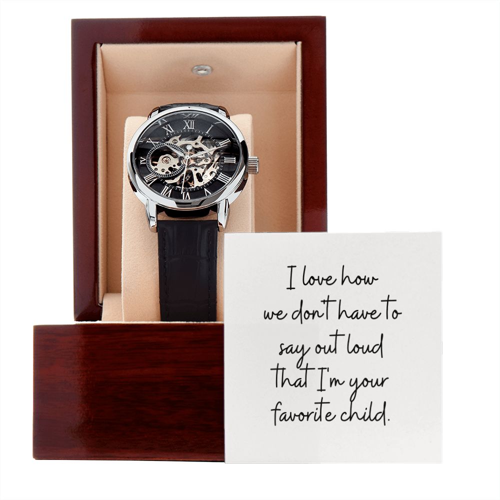 Funny Father Watch, Christmas Gift For Dad, Gift From Daughter, From Son, Message Card Watch, Openwork Watch, To My Dad Gift, Wrist Watch Gift