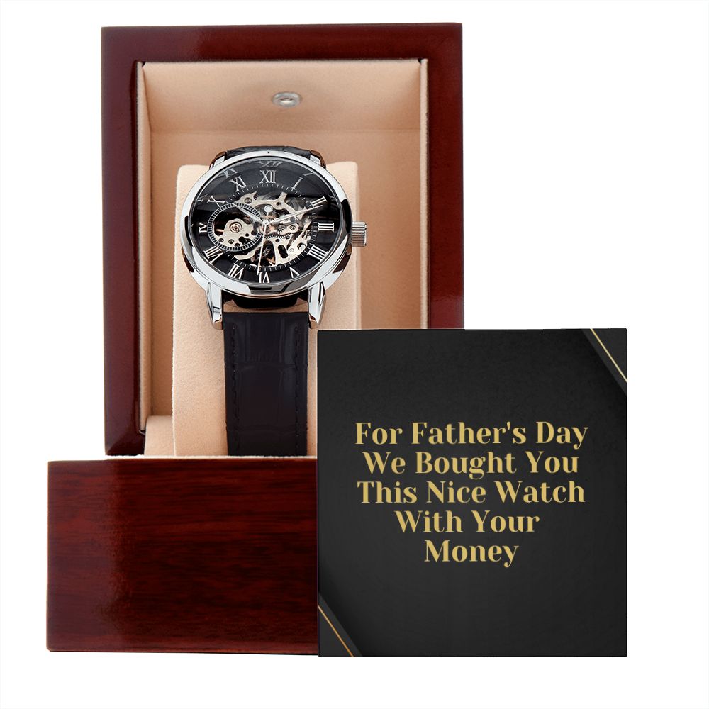 Funny Father Watch, Fathers Day Gift For Dad, Gift From Daughter, From Son, Message Card Watch, Openwork Watch, To My Dad Gift, Wrist Watch Gift