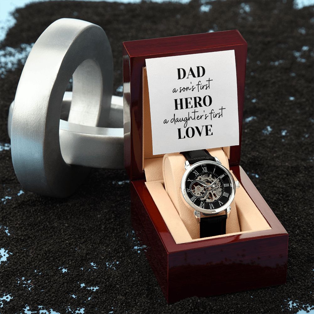 Father's Day Watch, Christmas Gift For Dad, Gift From Daughter, From Son, Message Card Watch, Openwork Watch, To My Dad Gift, Wrist Watch Gift