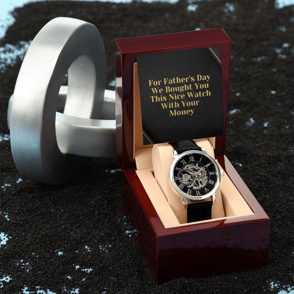 Funny Father Watch, Fathers Day Gift For Dad, Gift From Daughter, From Son, Message Card Watch, Openwork Watch, To My Dad Gift, Wrist Watch Gift