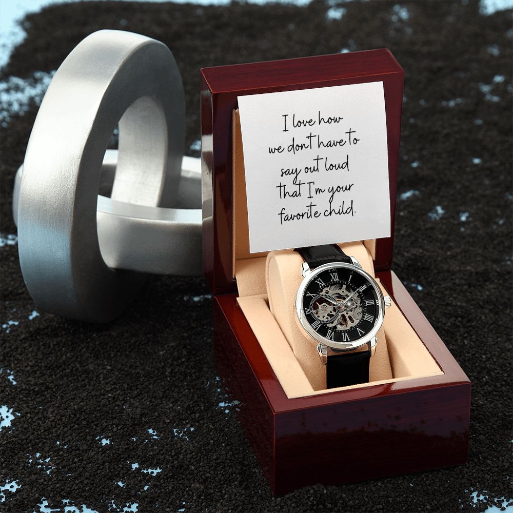 Funny Father Watch, Christmas Gift For Dad, Gift From Daughter, From Son, Message Card Watch, Openwork Watch, To My Dad Gift, Wrist Watch Gift