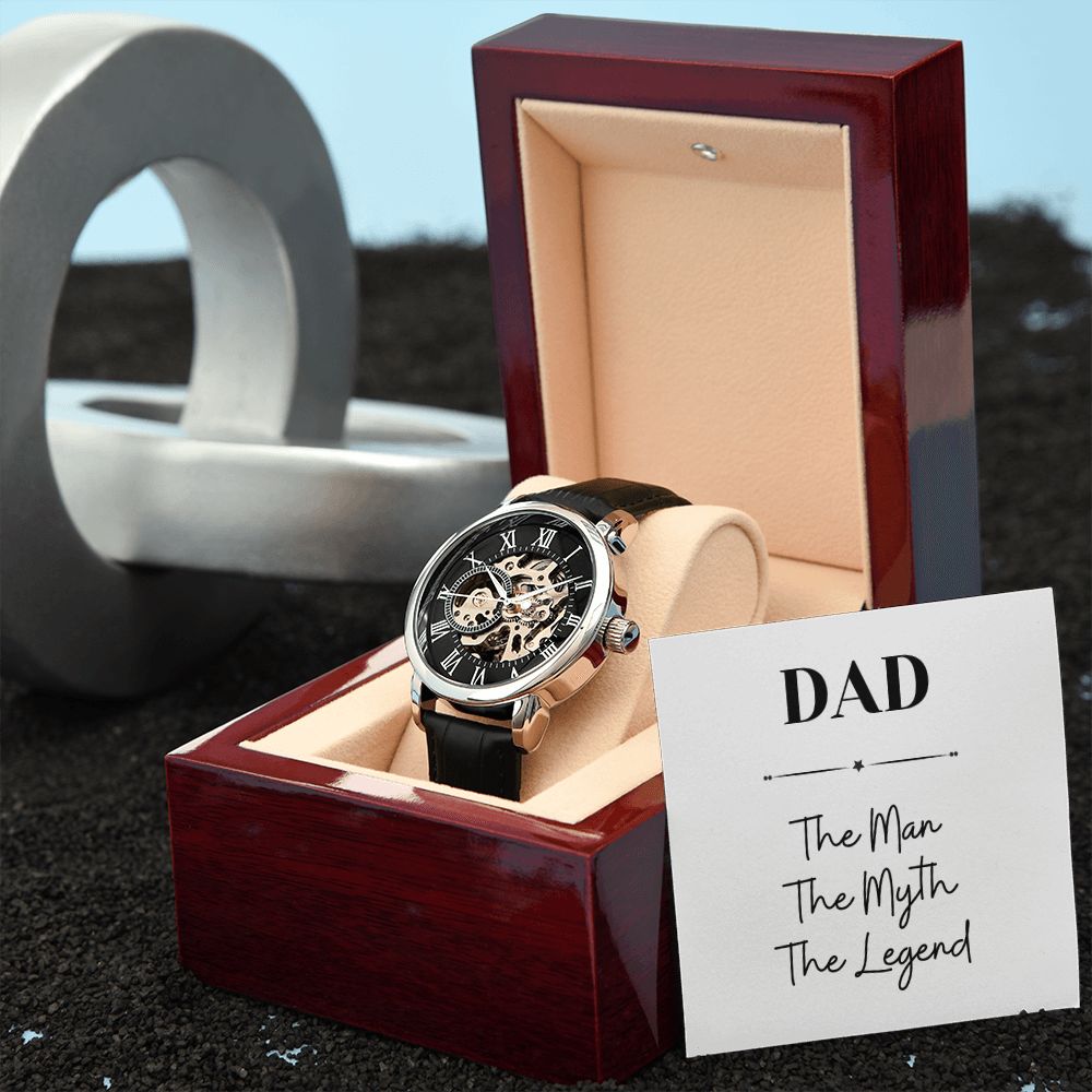 Luxury Father Watch, Christmas Gift For Dad, Gift From Daughter, From Son, Message Card Watch, Openwork Watch, To My Dad Gift, Wrist Watch Gift, Fathers Day
