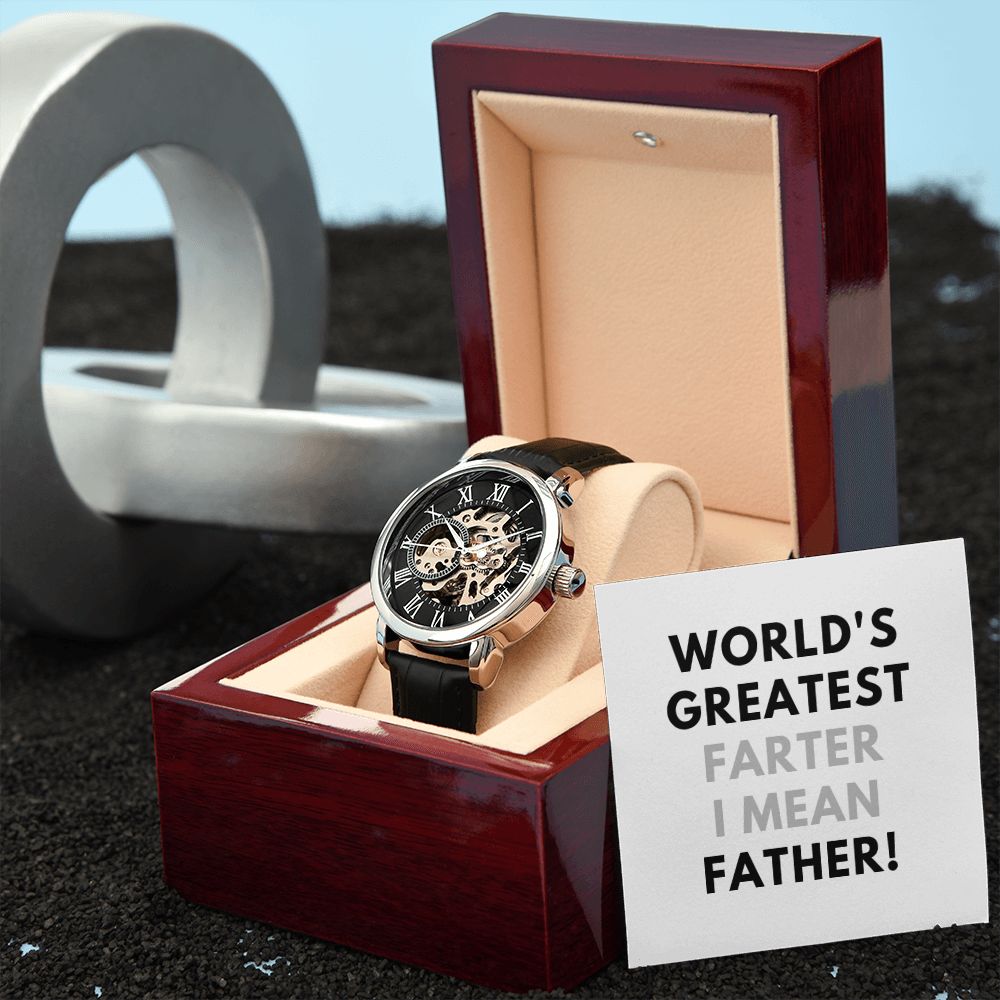 Funny Father's Day Watch, Christmas Gift For Dad, Gift From Daughter, From Son, Message Card Watch, Openwork Watch, To My Dad Gift, Wrist Watch Gift