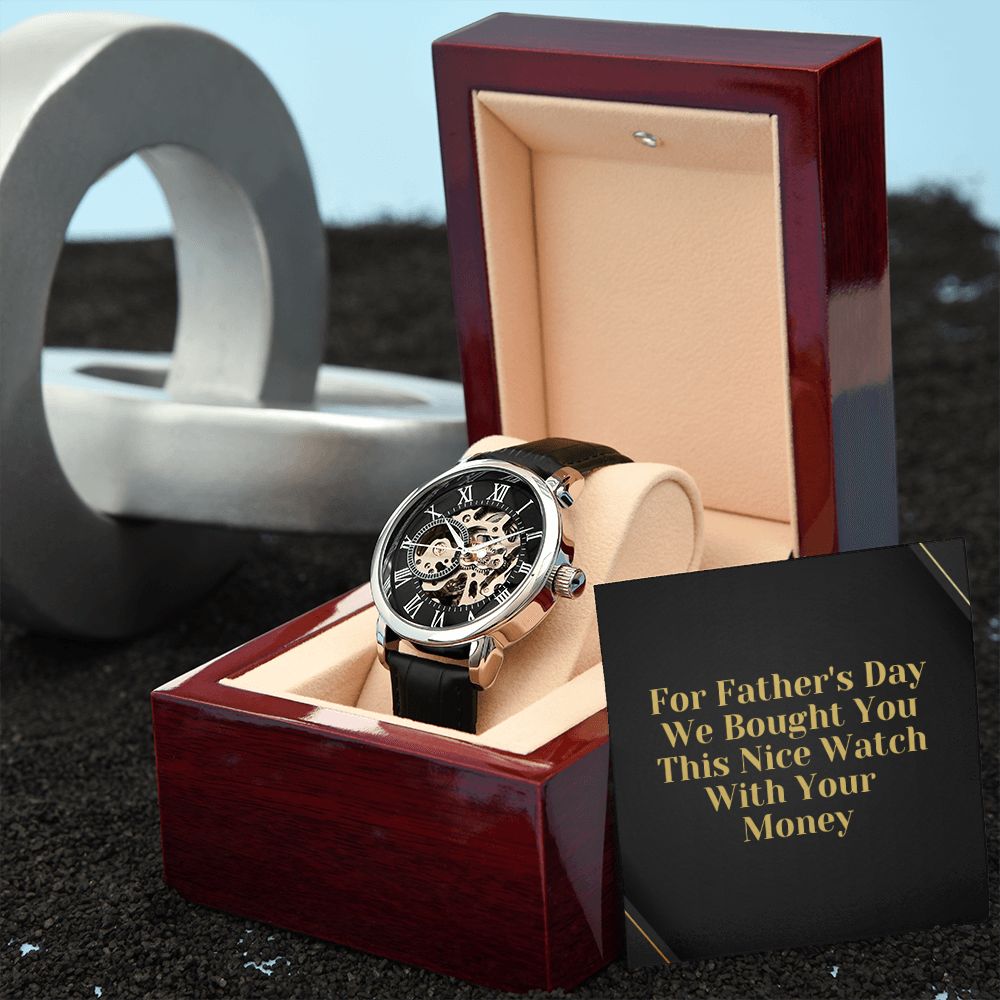 Funny Father Watch, Fathers Day Gift For Dad, Gift From Daughter, From Son, Message Card Watch, Openwork Watch, To My Dad Gift, Wrist Watch Gift