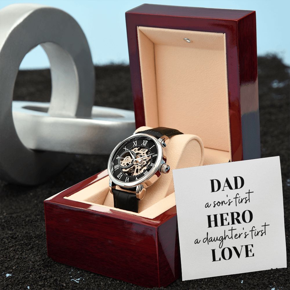 Father's Day Watch, Christmas Gift For Dad, Gift From Daughter, From Son, Message Card Watch, Openwork Watch, To My Dad Gift, Wrist Watch Gift