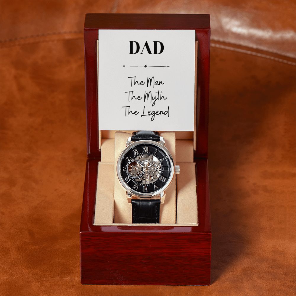 Luxury Father Watch, Christmas Gift For Dad, Gift From Daughter, From Son, Message Card Watch, Openwork Watch, To My Dad Gift, Wrist Watch Gift, Fathers Day