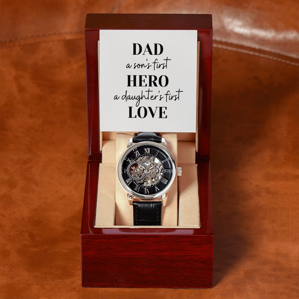 Father's Day Watch, Christmas Gift For Dad, Gift From Daughter, From Son, Message Card Watch, Openwork Watch, To My Dad Gift, Wrist Watch Gift