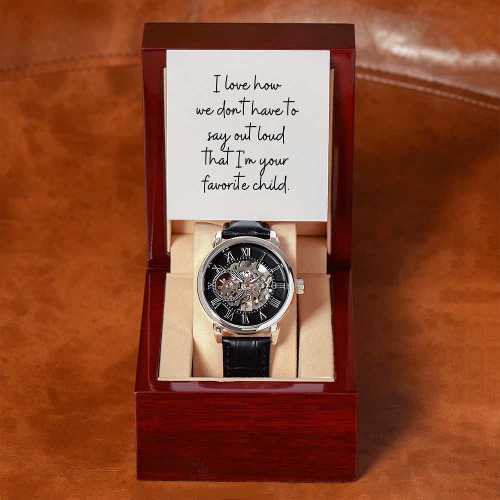 Funny Father Watch, Christmas Gift For Dad, Gift From Daughter, From Son, Message Card Watch, Openwork Watch, To My Dad Gift, Wrist Watch Gift