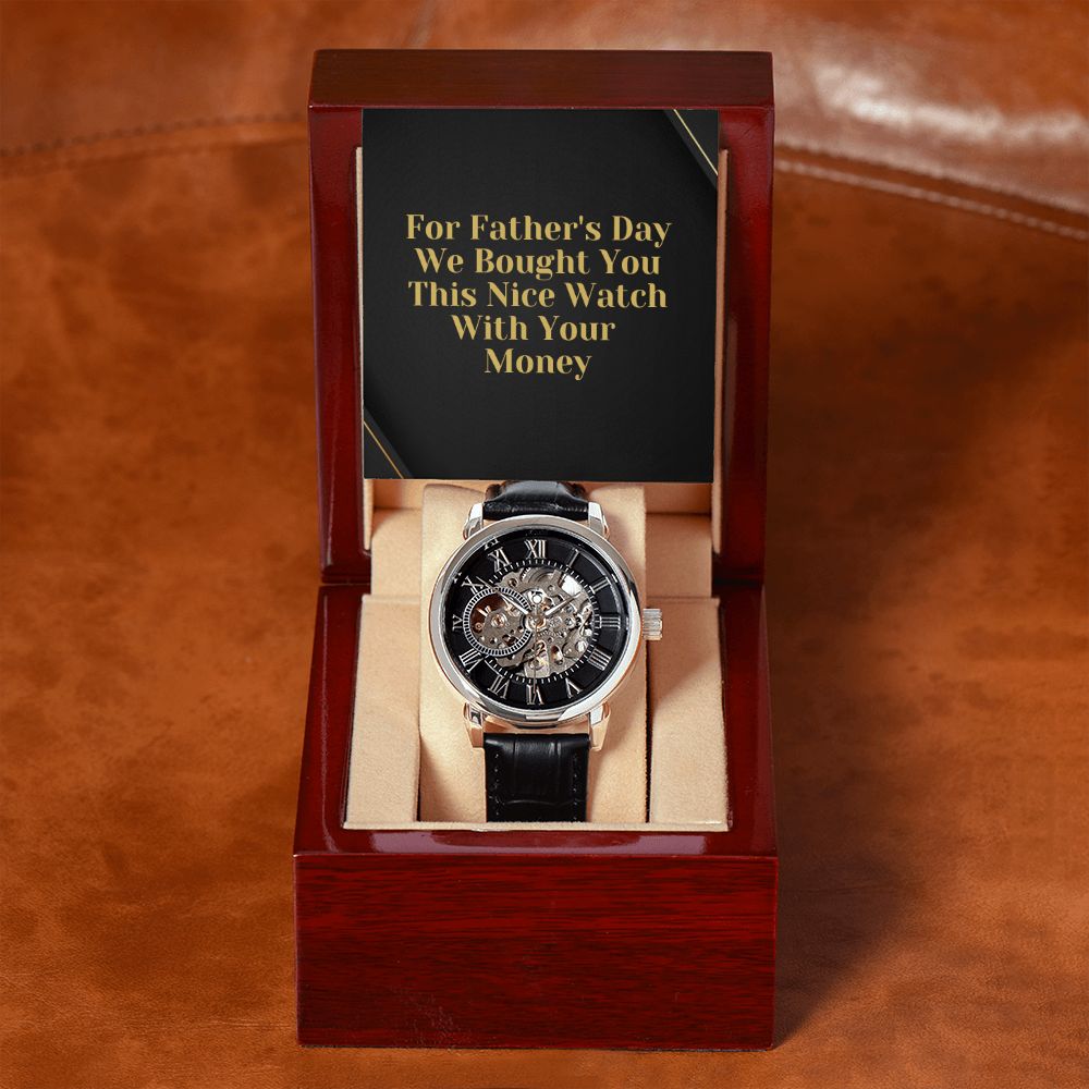 Funny Father Watch, Fathers Day Gift For Dad, Gift From Daughter, From Son, Message Card Watch, Openwork Watch, To My Dad Gift, Wrist Watch Gift