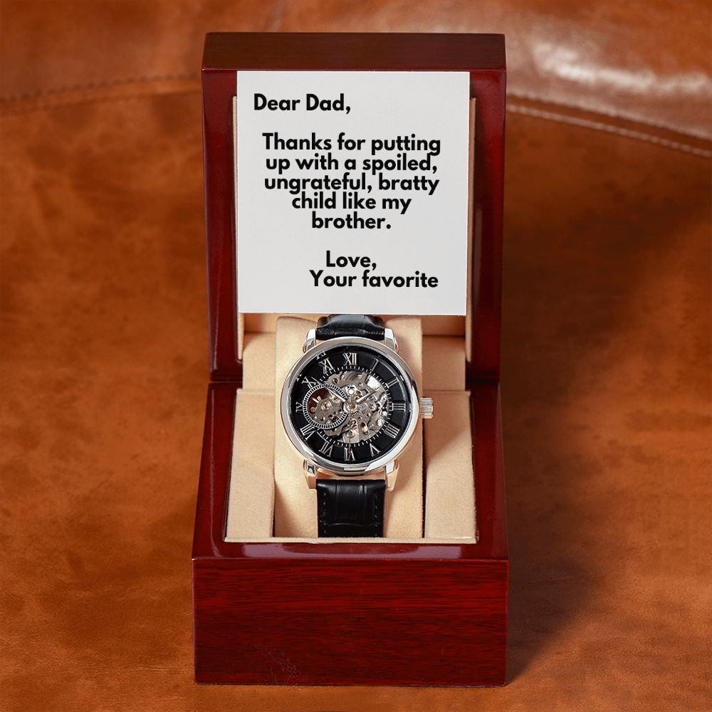 Funny Father Watch, Christmas Gift For Dad, Gift From Daughter, From Son, Message Card Watch, Openwork Watch, To My Dad Gift, Wrist Watch Gift