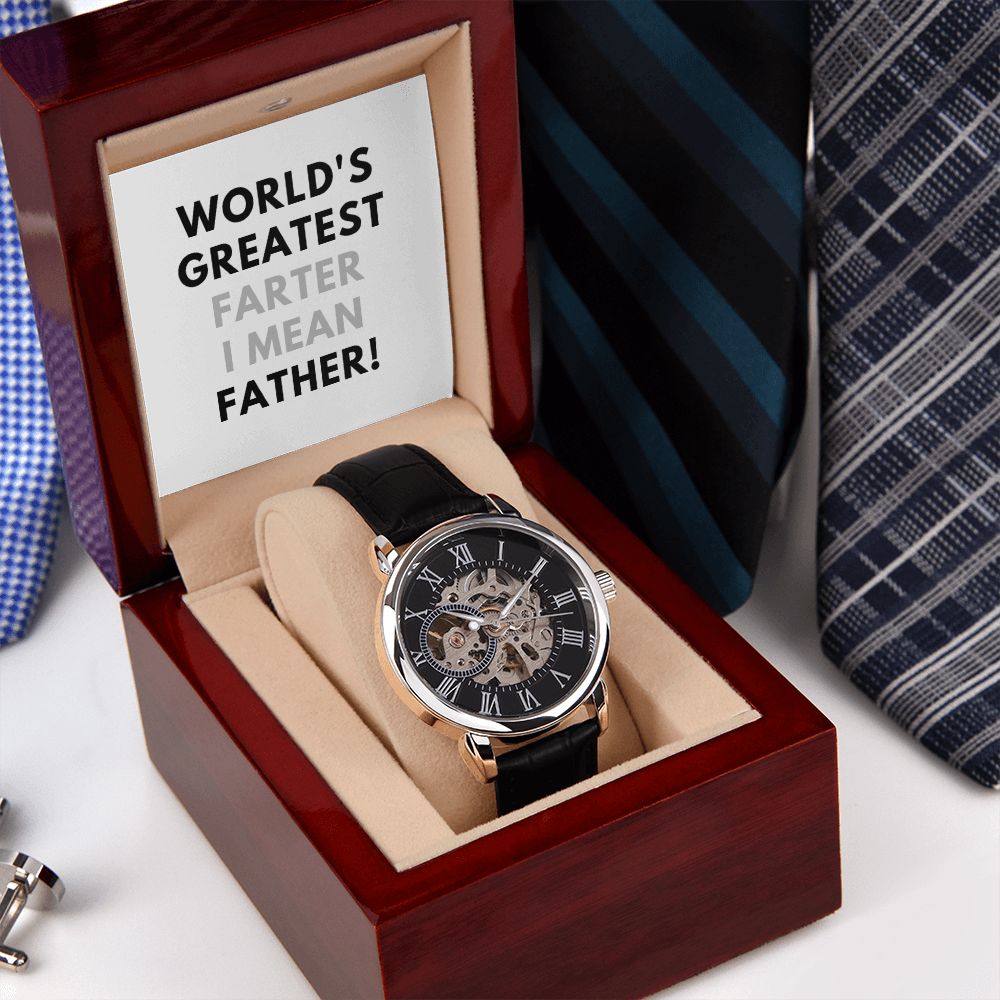 Funny Father's Day Watch, Christmas Gift For Dad, Gift From Daughter, From Son, Message Card Watch, Openwork Watch, To My Dad Gift, Wrist Watch Gift