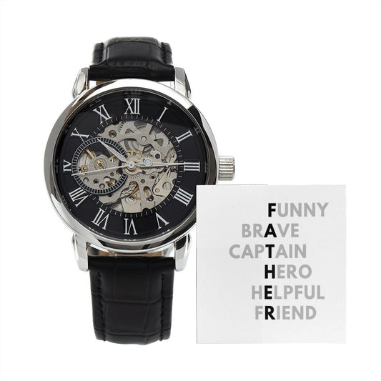 Luxury Father Watch, Christmas Gift For Dad, Gift From Daughter, From Son, Message Card Watch, Openwork Watch, To My Dad Gift, Wrist Watch Gift