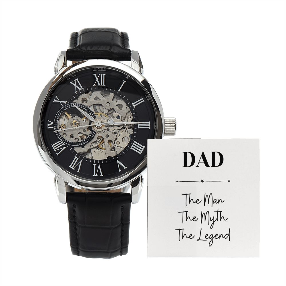 Luxury Father Watch, Christmas Gift For Dad, Gift From Daughter, From Son, Message Card Watch, Openwork Watch, To My Dad Gift, Wrist Watch Gift, Fathers Day