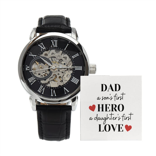 Father's Day Watch, Christmas Gift For Dad, Gift From Daughter, From Son, Message Card Watch, Openwork Watch, To My Dad Gift, Wrist Watch Gift