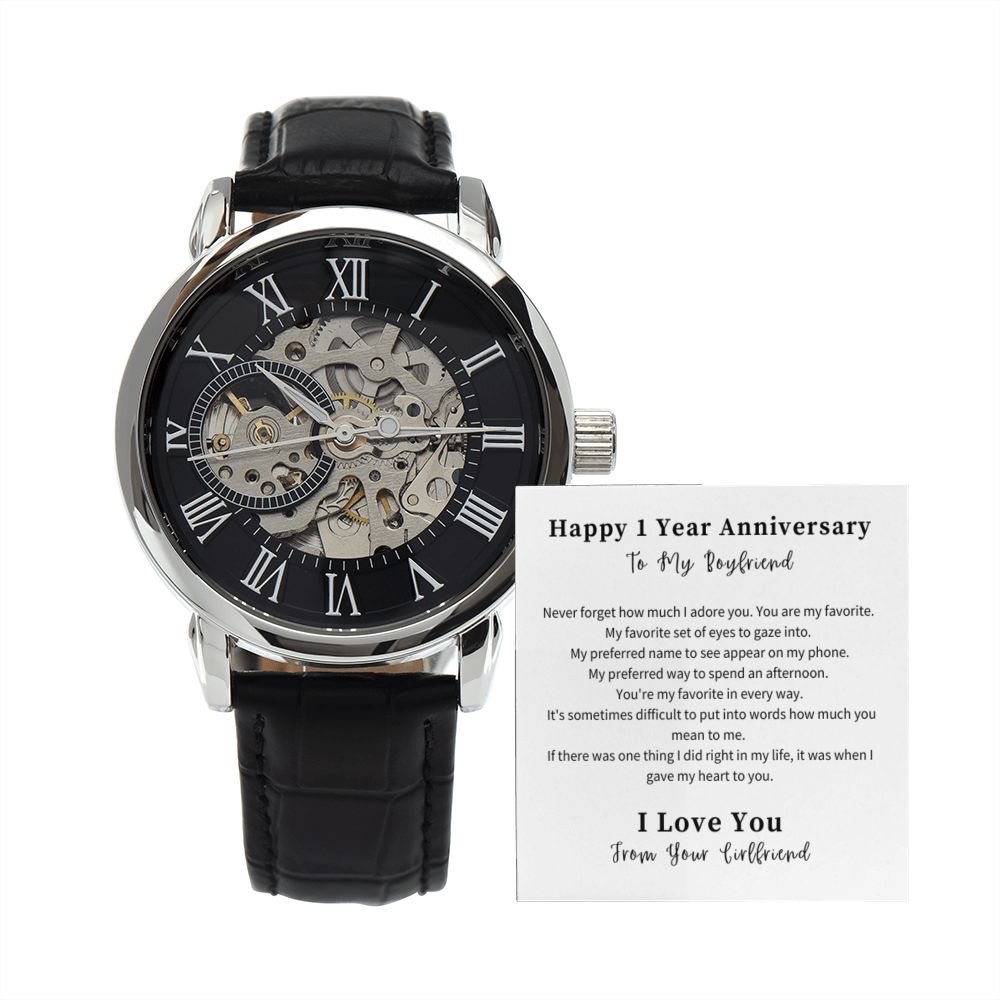 Openwork Watch Gift For Him, Christmas Gift, Luxury Watch, Personalized Message Gift