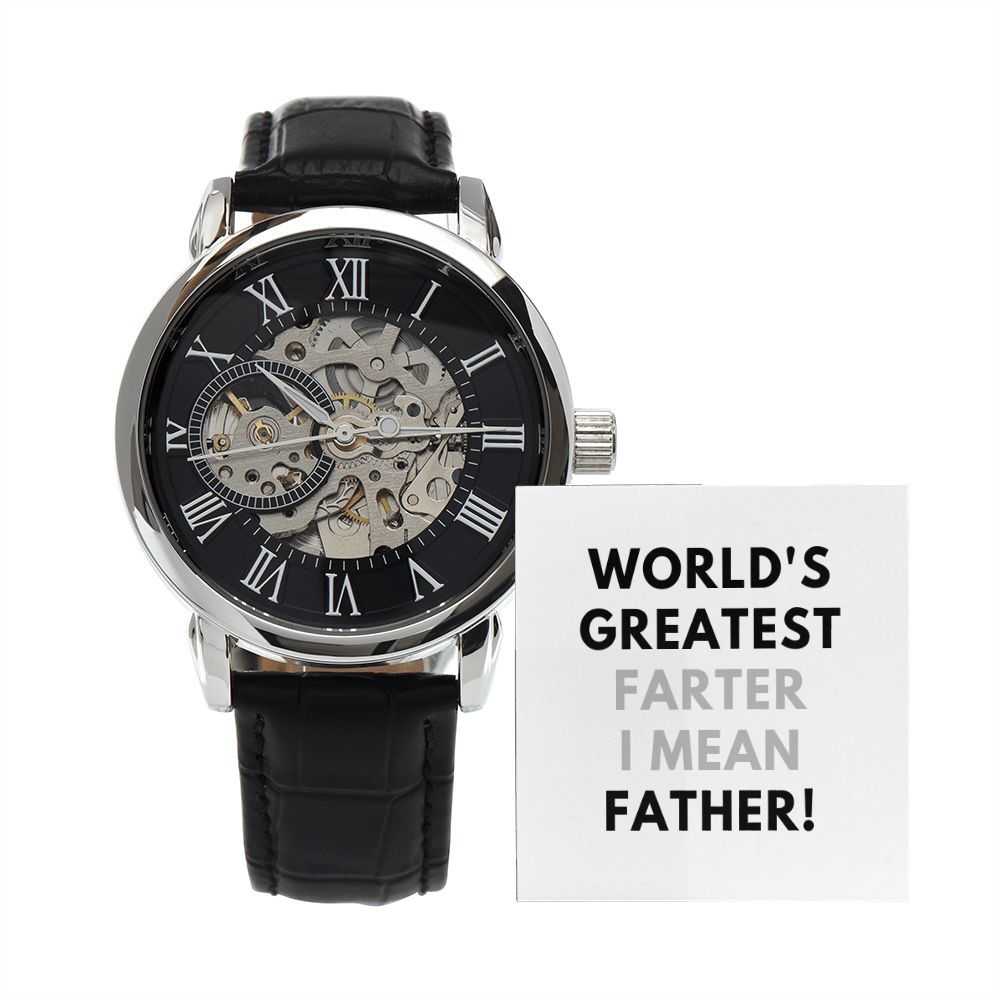 Funny Father's Day Watch, Christmas Gift For Dad, Gift From Daughter, From Son, Message Card Watch, Openwork Watch, To My Dad Gift, Wrist Watch Gift