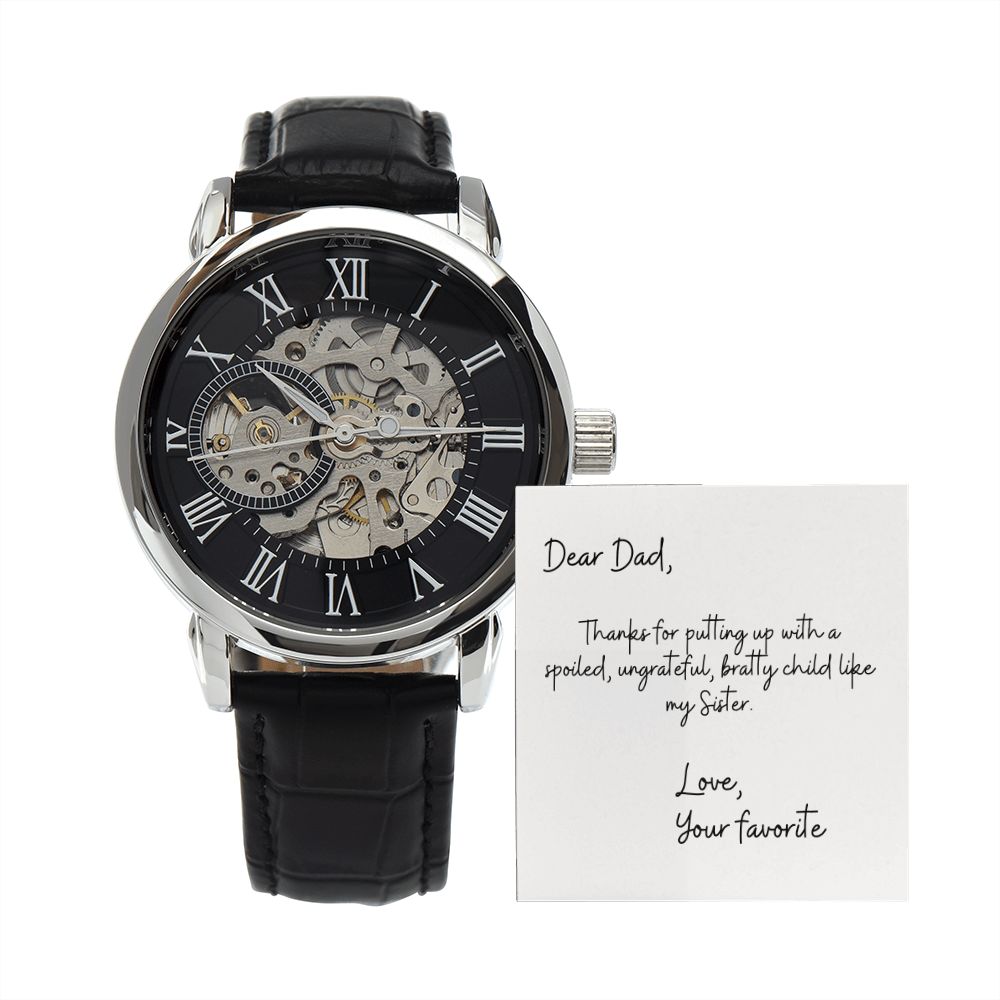 Funny Father Watch, Christmas Gift For Dad, Gift From Daughter, From Son, Message Card Watch, Openwork Watch, To My Dad Gift, Wrist Watch Gift