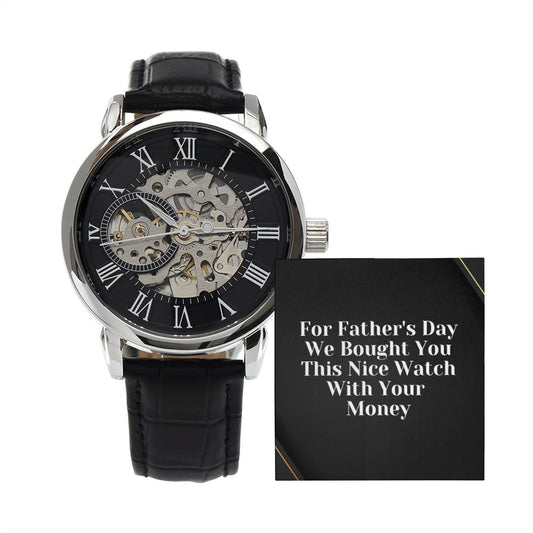 Funny Father Watch, Christmas Gift For Dad, Gift From Daughter, From Son, Message Card Watch, Openwork Watch, To My Dad Gift, Wrist Watch Gift