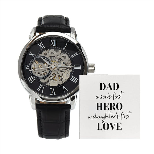 Father's Day Watch, Christmas Gift For Dad, Gift From Daughter, From Son, Message Card Watch, Openwork Watch, To My Dad Gift, Wrist Watch Gift