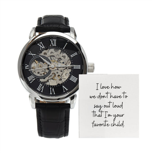 Funny Father Watch, Christmas Gift For Dad, Gift From Daughter, From Son, Message Card Watch, Openwork Watch, To My Dad Gift, Wrist Watch Gift