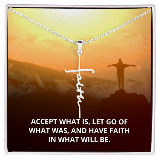 Faith Cross Necklace, Scripture Encouragement Jewelry Gift, Motivation