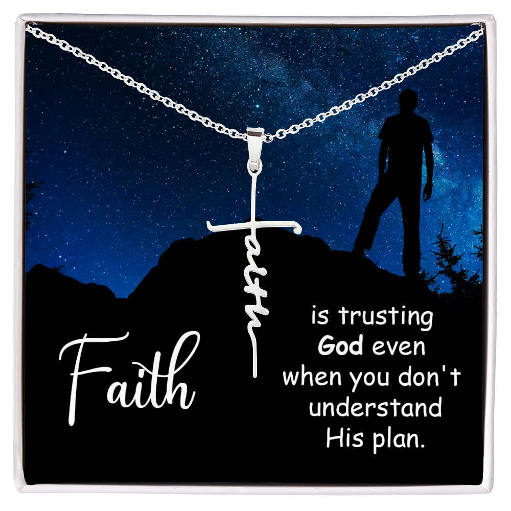 Faith Cross Necklace, Scripture Encouragement Jewelry Gift, Motivation