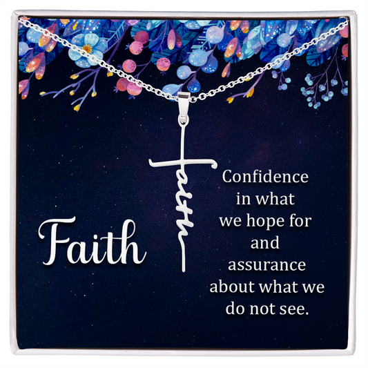Faith Cross Necklace, Scripture Encouragement Jewelry Gift, Motivation