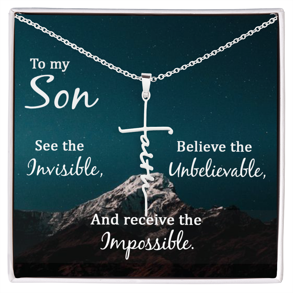 Son Faith Cross Necklace, Scripture Encouragement Jewelry Gift, Motivation