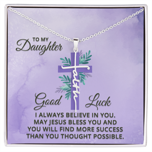 Believe Yourself Daughter Faith Cross Necklace, Scripture Encouragement Jewelry Gift, Motivation