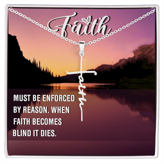 Must be enforced, Faith Cross Necklace, Scripture Encouragement Jewelry Gift, Motivation