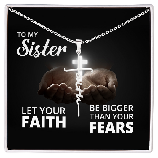 Let your faith be bigger than your fears, Faith Cross Necklace, Scripture Encouragement Jewelry Gift, Motivation