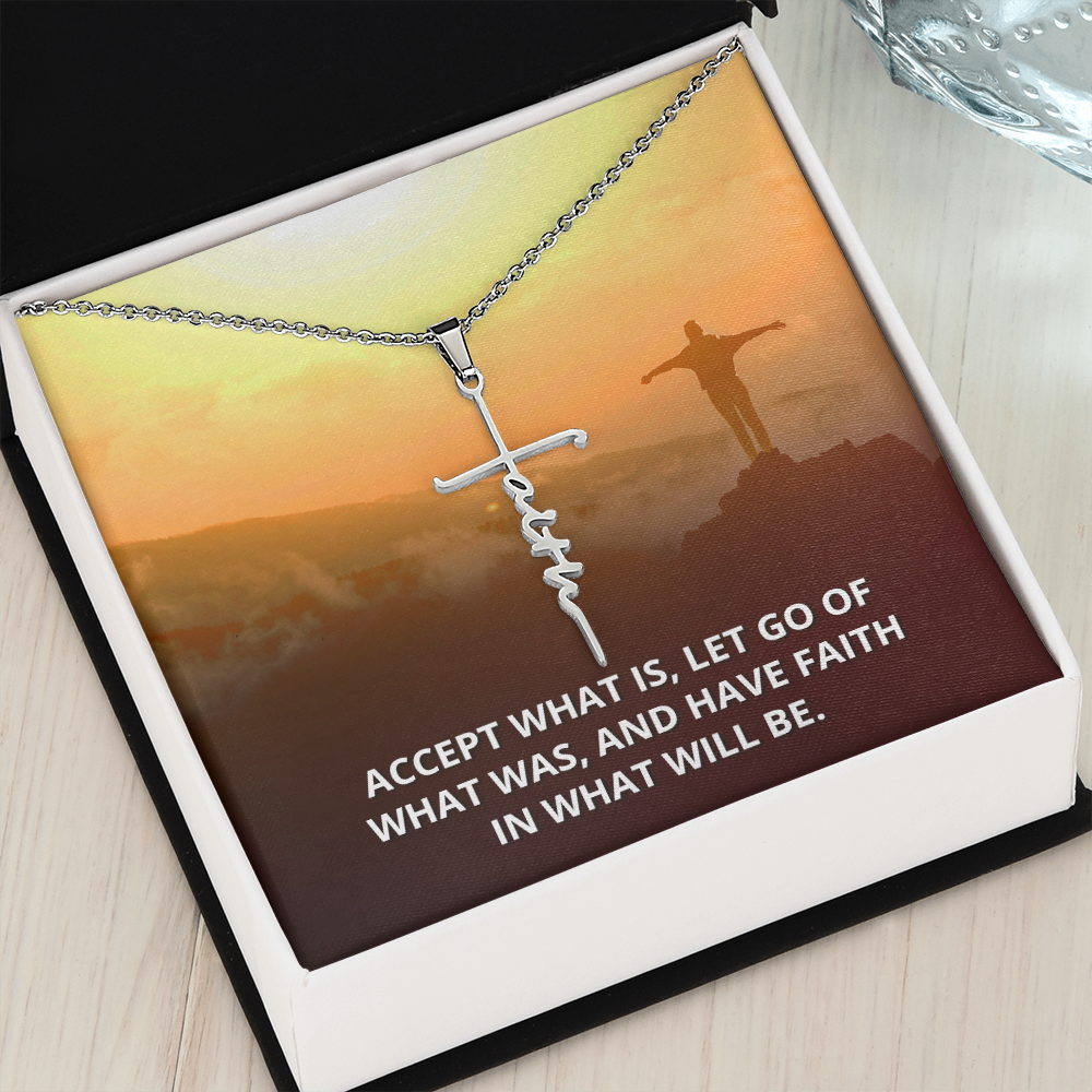 Faith Cross Necklace, Scripture Encouragement Jewelry Gift, Motivation