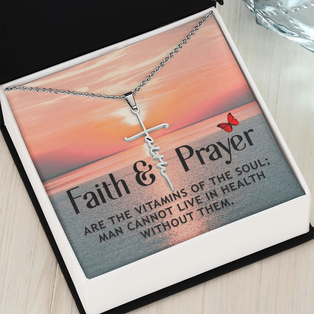 Faith and prayer, Faith Cross Necklace, Scripture Encouragement Jewelry Gift, Motivation