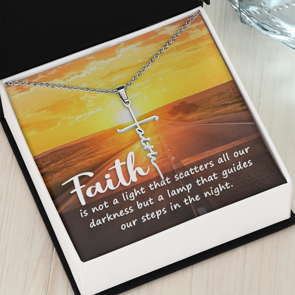 Faith is not a light, Faith Cross Necklace, Scripture Encouragement Jewelry Gift, Motivation