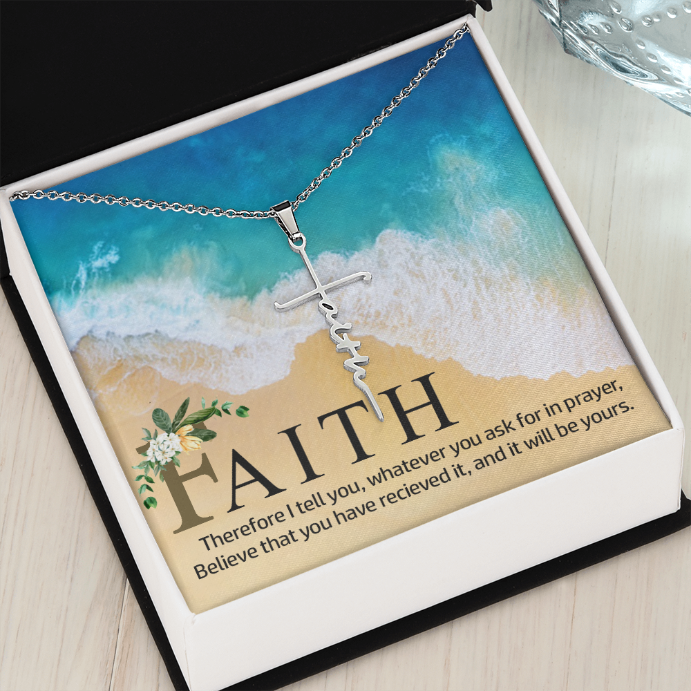 Therefor I tell you, Faith Cross Necklace, Scripture Encouragement Jewelry Gift, Motivation