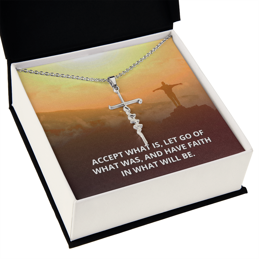 Faith Cross Necklace, Scripture Encouragement Jewelry Gift, Motivation