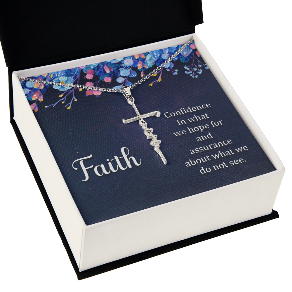 Faith Cross Necklace, Scripture Encouragement Jewelry Gift, Motivation